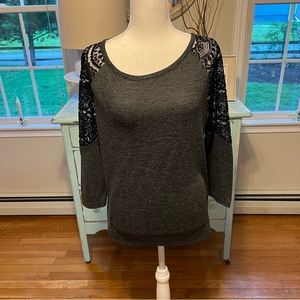 Old Navy black shirt with lace sleeves. Medium. A16
